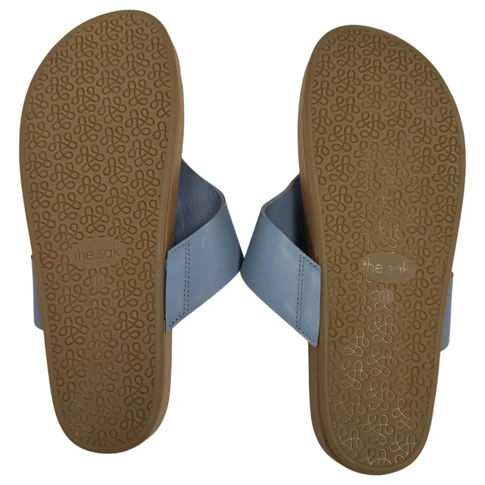 The Sak Everly Blue Leather Flip Flop Sandals Size 10 NEW without Tags - Picture 6 of 8